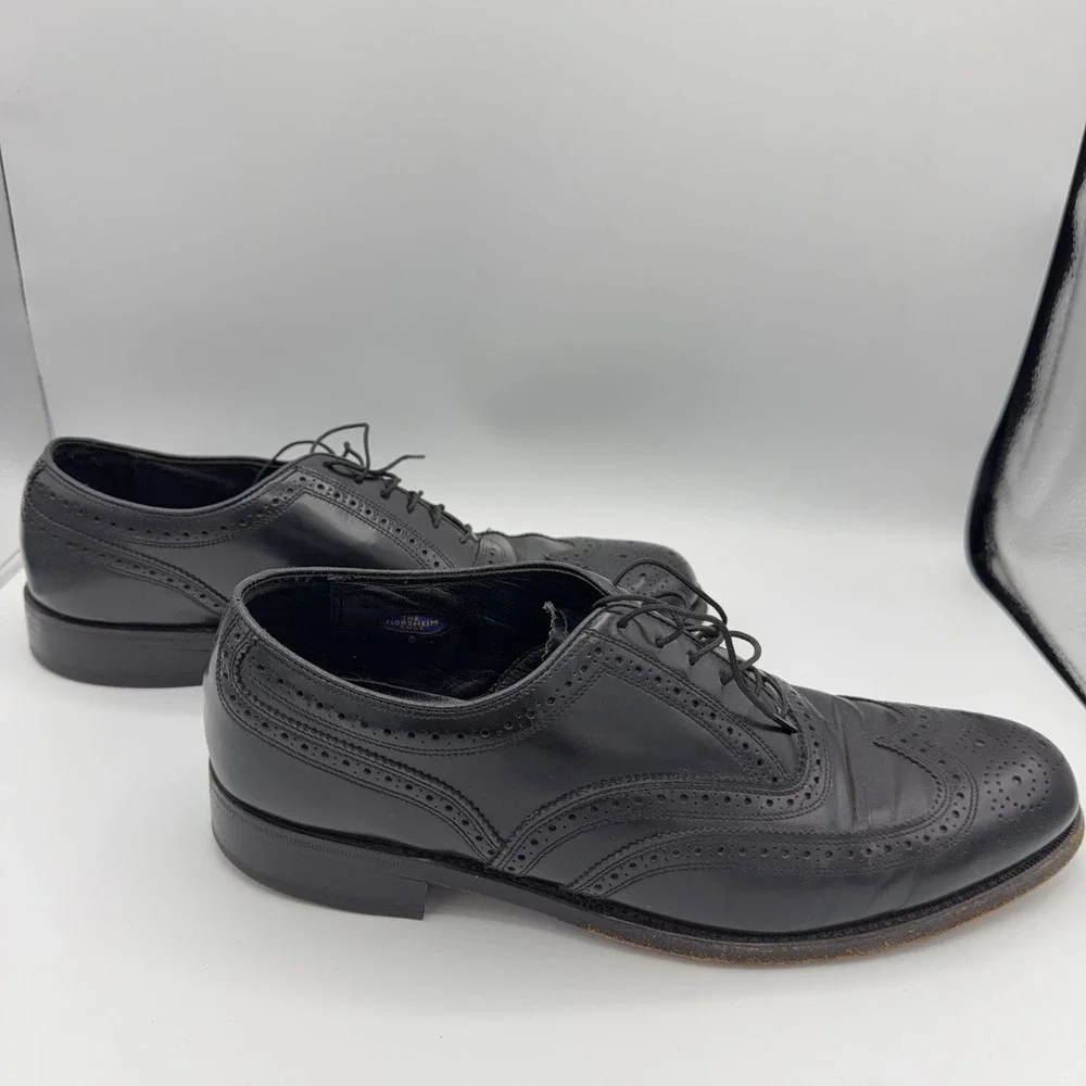 Florsheim Shoes Mens 13 D Imperial Black Leather Wingtip Full Brogue Oxford